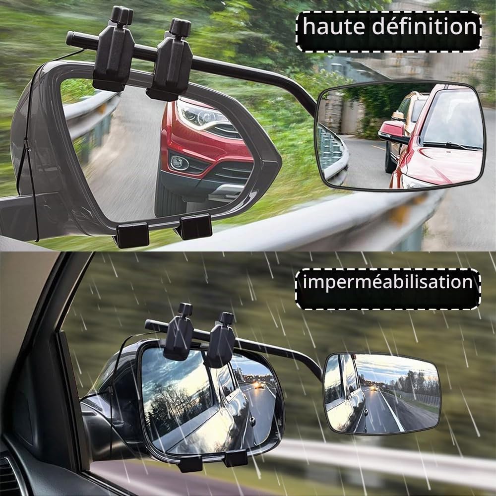 Lot de 2 Retroviseur Caravane, Voiture Rétroviseurs Extérieurs, Extensions de rétroviseurs extérieurs, Rétroviseur Universel pour Voiture, Caravane, Miroir Caravane