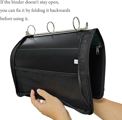 Miniatura 5 de Jacng Carpeta con cremallera redonda de 1.5 pulgadas, con 3 anillas, bolsillos con agarre con cremallera, bolsa de almacenamiento, suministros de