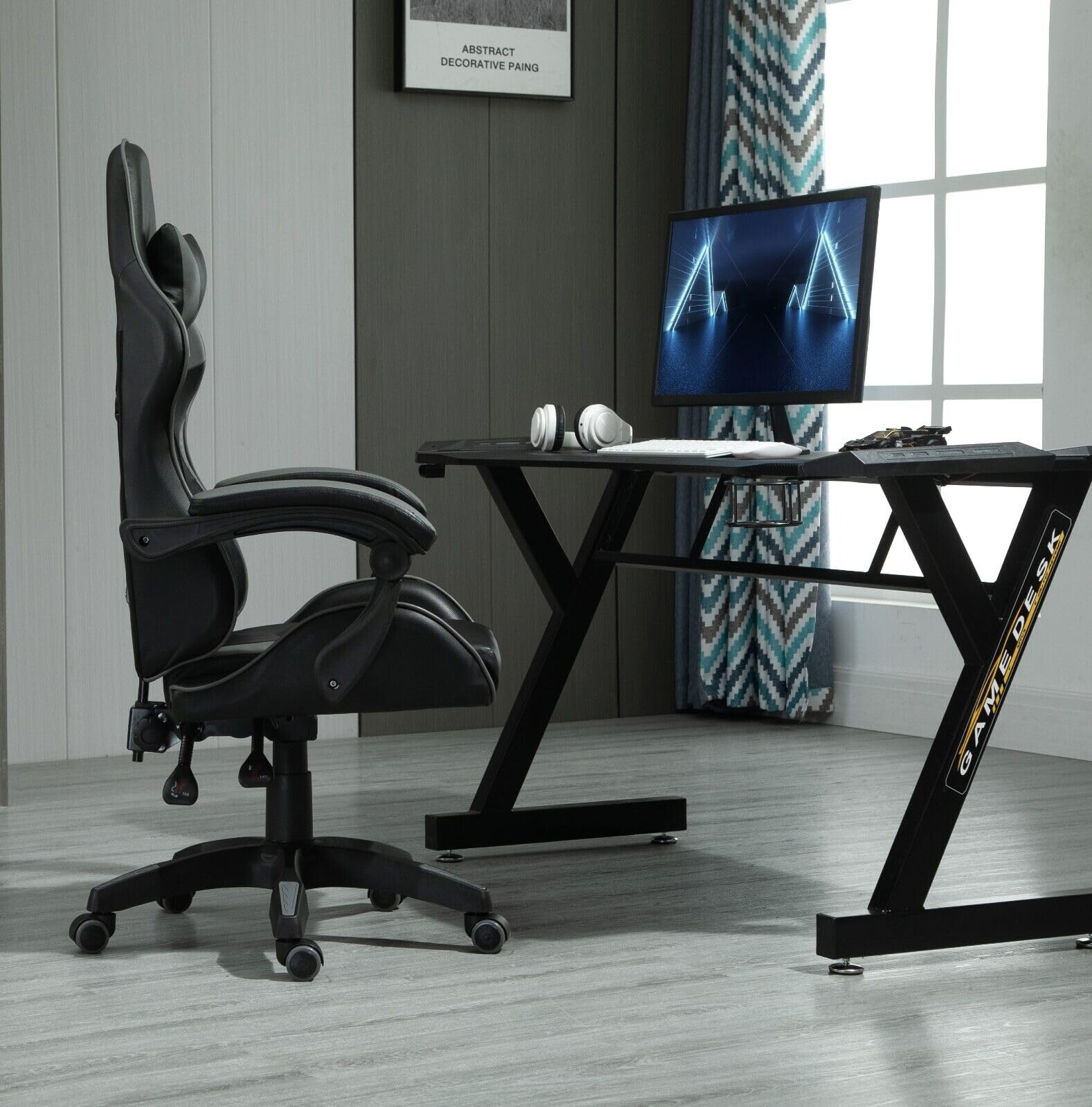 mcc direct Bürostuhl Ergonomisch, Schreibtischstuhl, Drehstuhl, Gaming Sessel, Gamingstuhl (Grau)