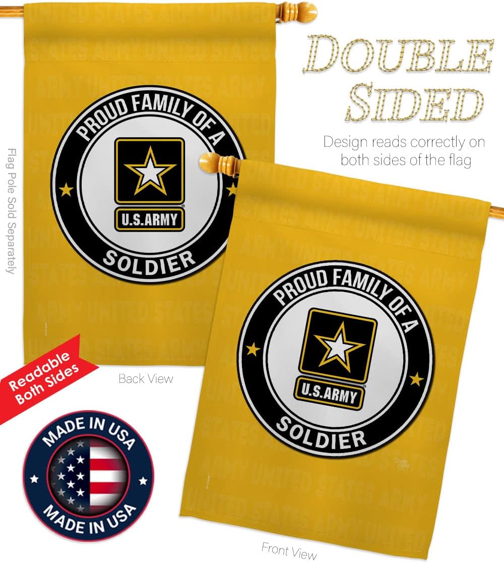 Proud Family Soldier House Flag - Armed Forces Army Rangers United State American Military Veteran Retire Official - Decoration Banner Small Garden Yard Gift Double-Sided Made In USA 28 X 40
