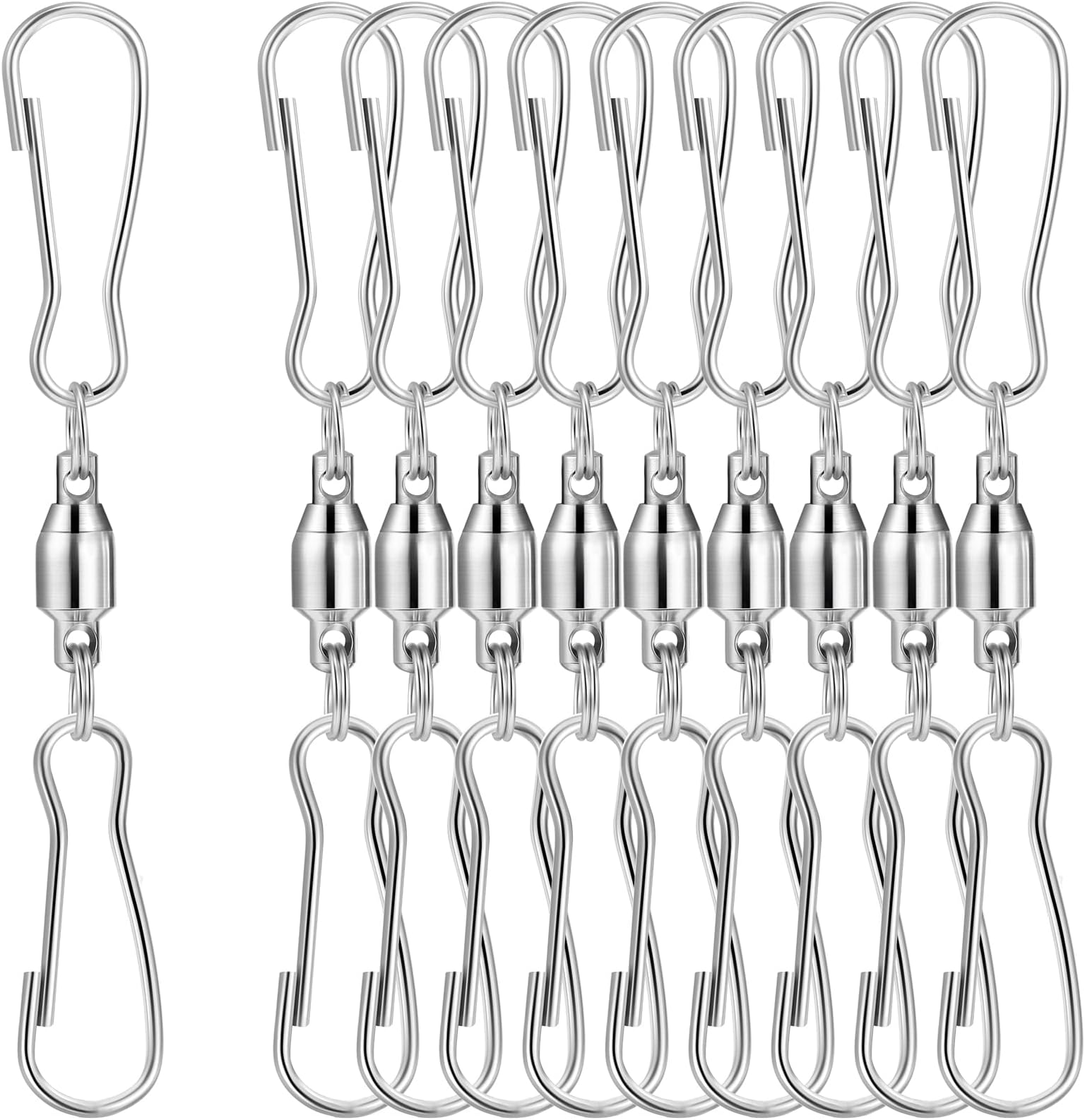 TecUnite 10 Pack Swivel Hooks Clips Smooth Spinning Dual Clip for Halloween Christmas Hanging Windsock Wind Spinners Wind Chimes Crystal Twisters Party Supply