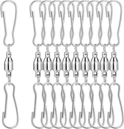 Miniatura 1 de TecUnite Paquete de 10 ganchos giratorios de doble clip para colgar, campanillas de viento, campanillas de viento, tornados de cristal, suministros