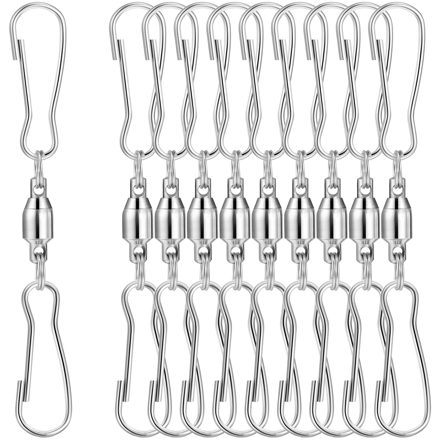 TecUnite 10 Pack Swivels Dual Clip for Hanging Windsock Wind Spinners