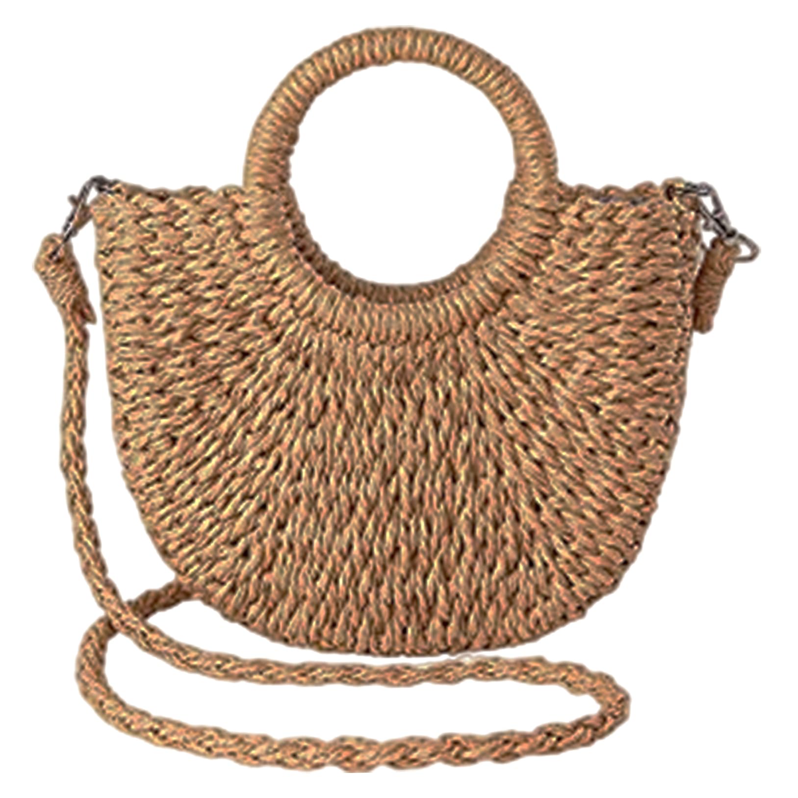 Wedhapy Straw Purse Straw Handbags for Women, Minimalist Summer Beach Purse, Top Handle Woven Crossbody Shoulder Bag for Beach, Pool, Shopping, Dating, Coffee