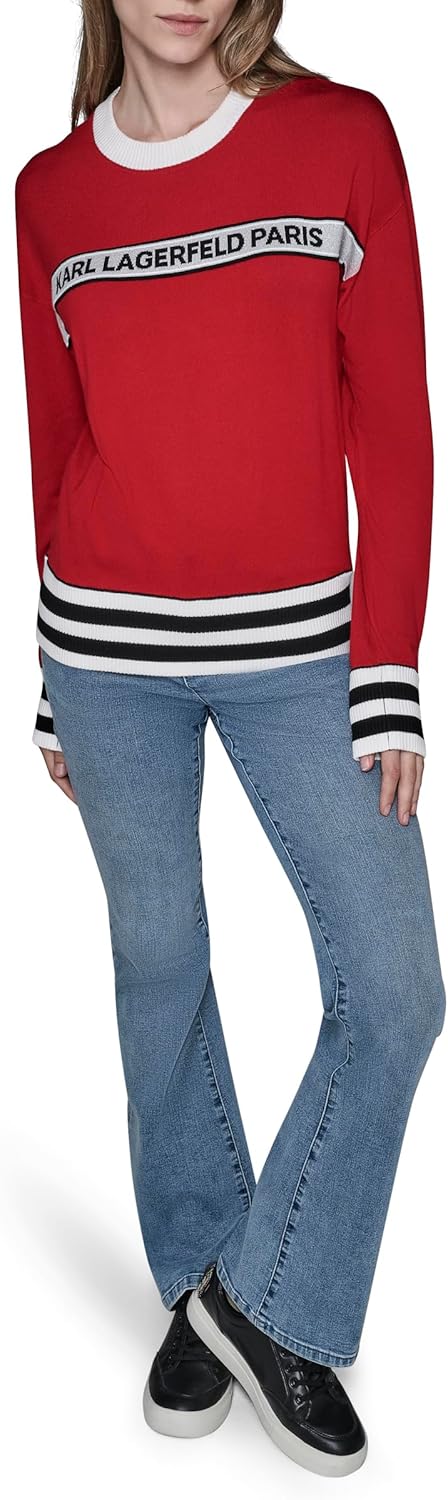 Karl Lagerfeld Womens Long Sleeve Crew Neck Logo Sweater - Image 8