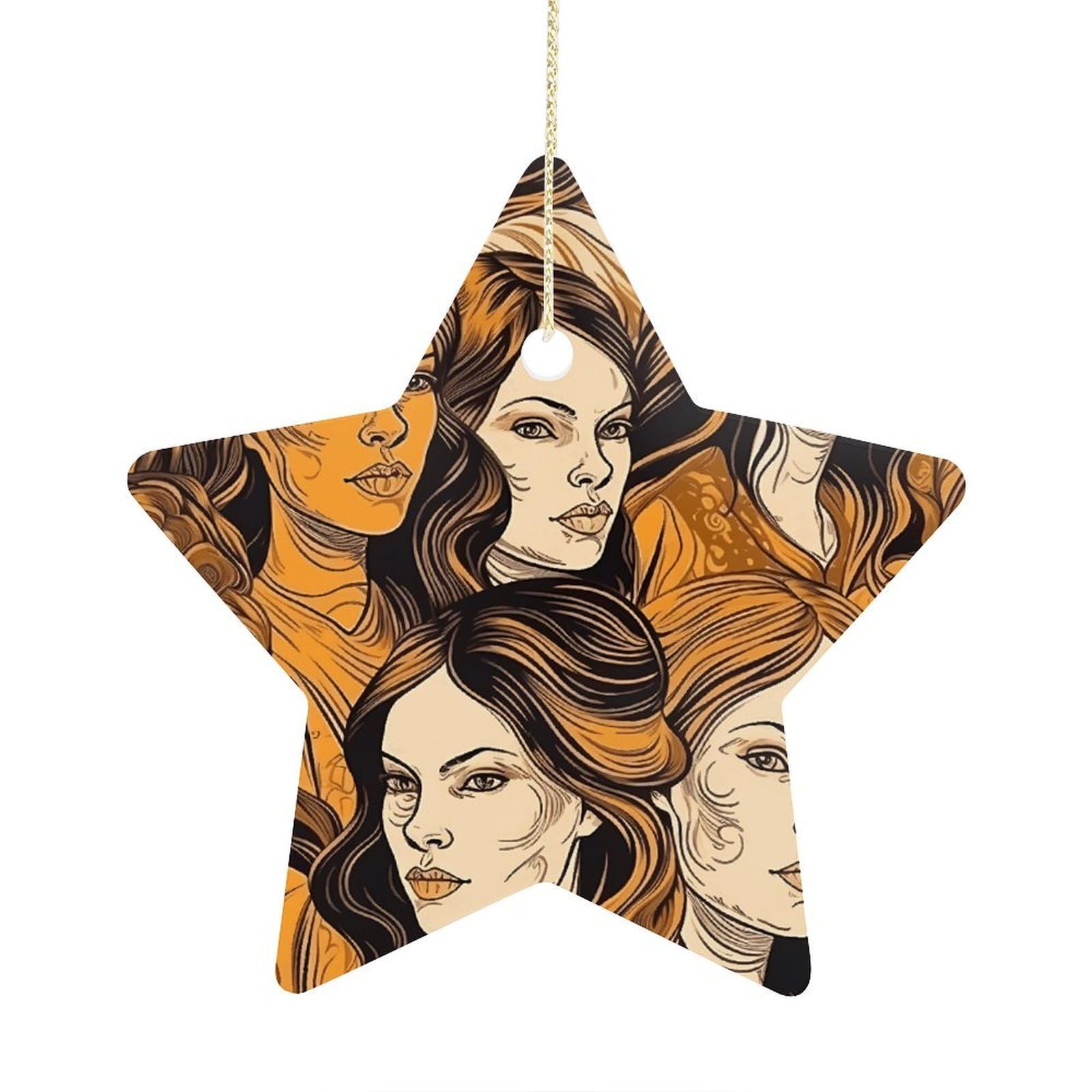 Fodpand Women's Style Face Ornament With String, Keepsake Hanging Decorations,Ceramic Ornaments For Men Indoor Home Holiday Party Gifts