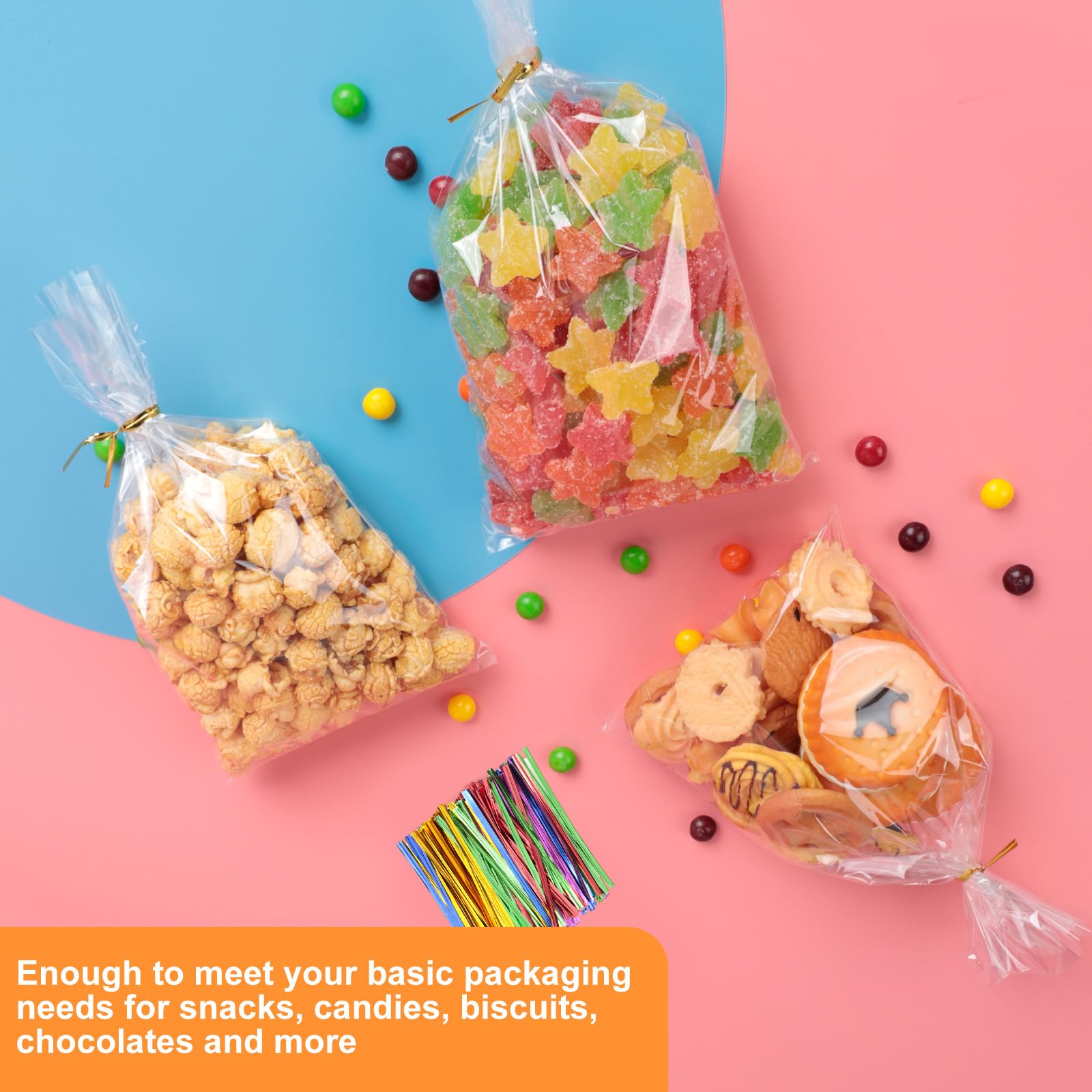Cozary 200 Pezzi Sacchetti Trasparenti con Lacci, 15 x 10 cm Piccoli Sacchetti Cellophane Pellicola Bustine Alimenti, Sacchetti Caramelle Biscotti OPP Sac Regalo per Feste Compleanno dei Bambini