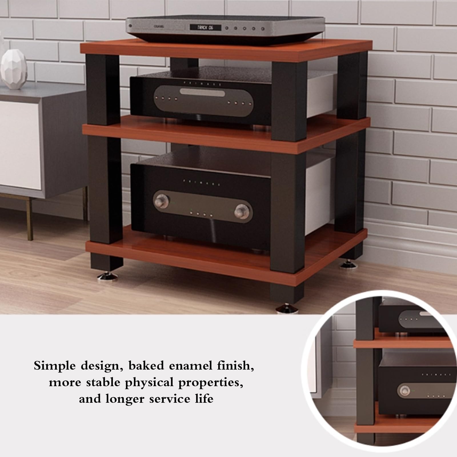 Rack Audio Da Studio Professionale A 1/2/3/4 Ripiani Supporto Per Apparecchiature Audiovisive Robusto Mobiletto Per Amplificatori, Per Ricevitori AV Hi-Fi Apparecchiature(Black,60*48*37.5cm(2Tier))