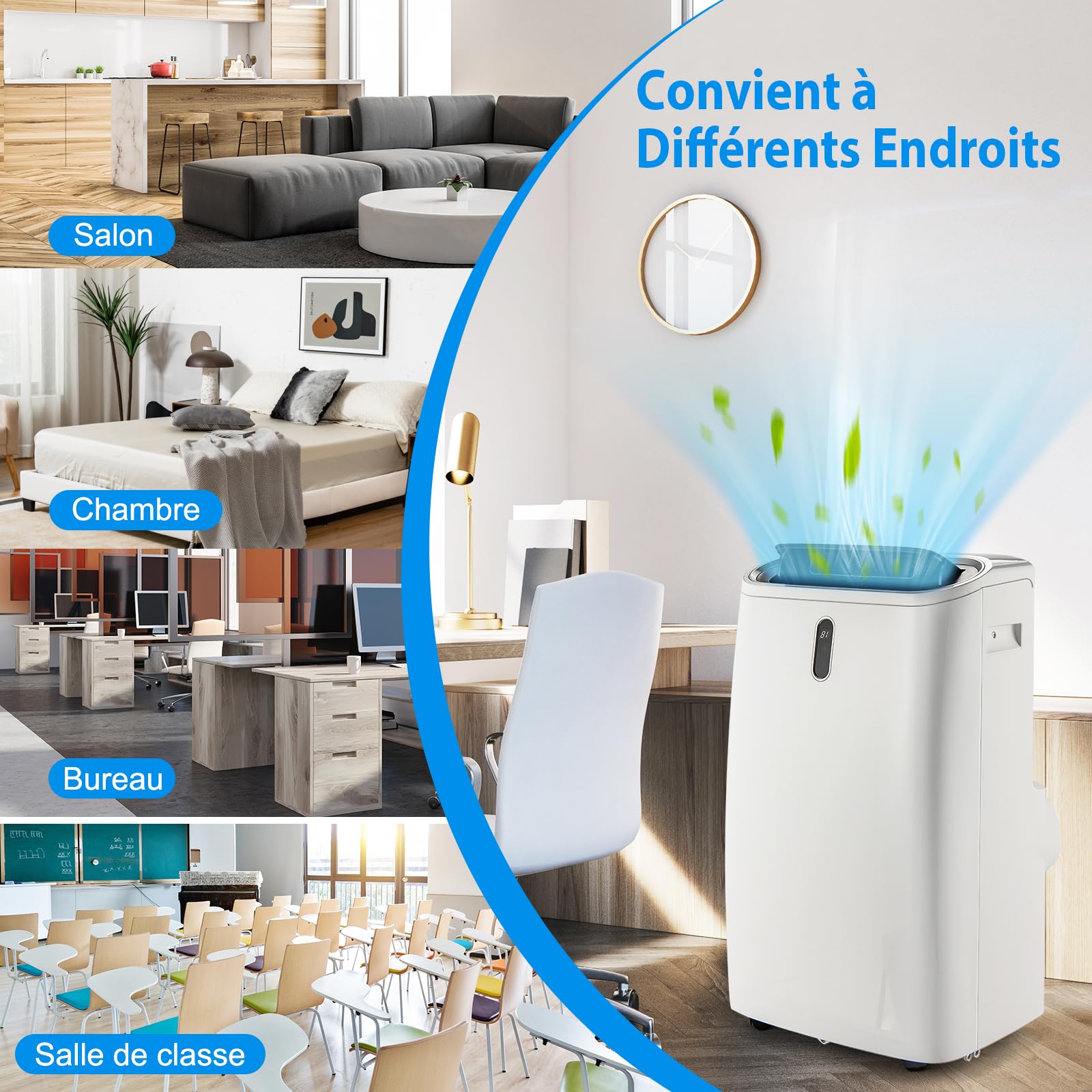 SOARS Climatiseur Mobile, 16000BTU 4,7kW, 4 en 1 Refroidissement & Chauffage & Déshumidification & Ventilateur, avec Tuyau d'Évacuation, Télécommande/Application, Minuterie 24H (16000BTU 4,7kW)