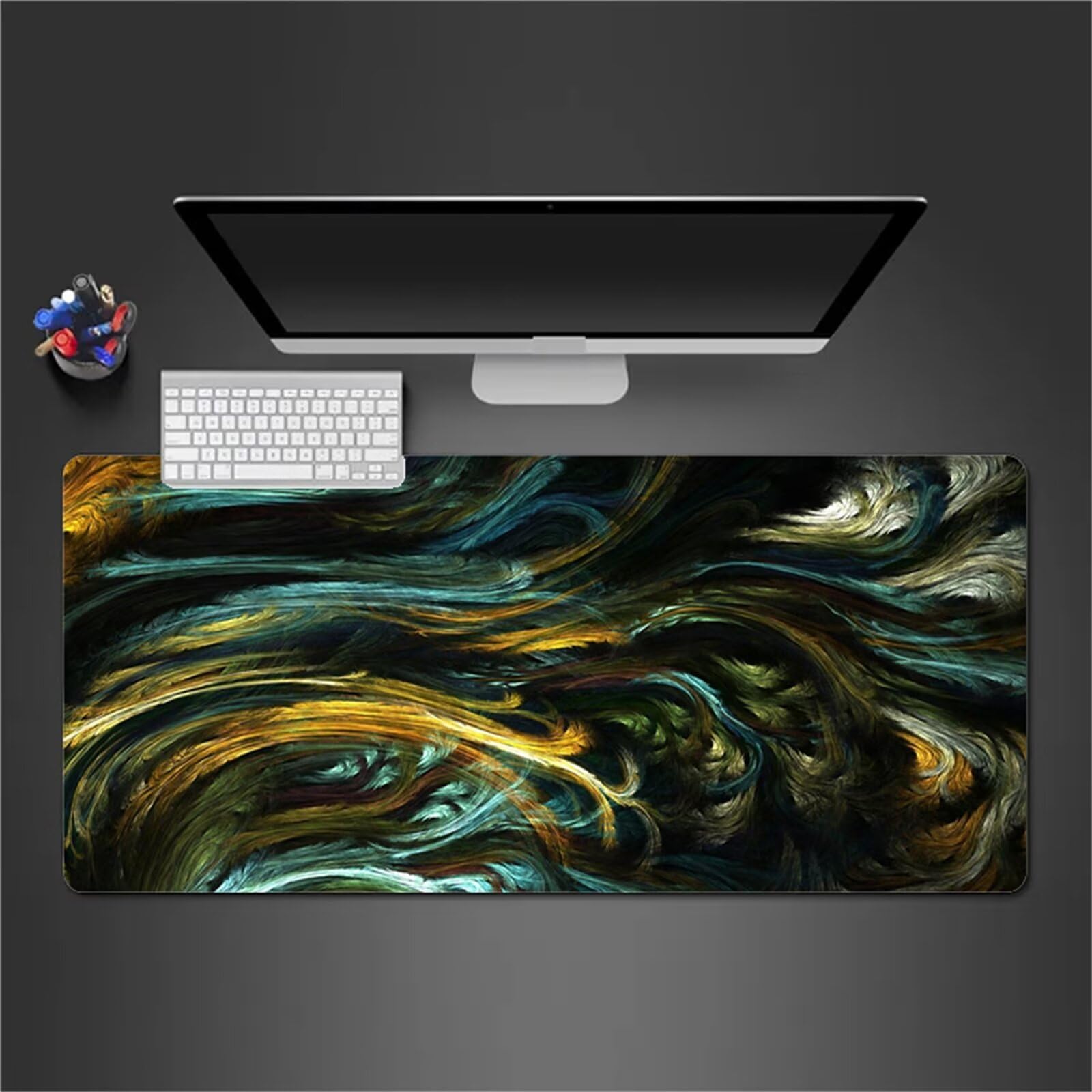 Mauspad Groß Gaming Grün Braun Mousepad XXL 1200x600x2mm rutschfeste Schreibtischunterlage Gaming Tastatur Matte Abwaschbar für PC Zuhause Büro
