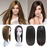 Vista 1 de YYDS Nature - Peluca de cabello sintético de mezcla recta, 18 pulgadas, con base de encaje, con clip, peluca de cabeza completa