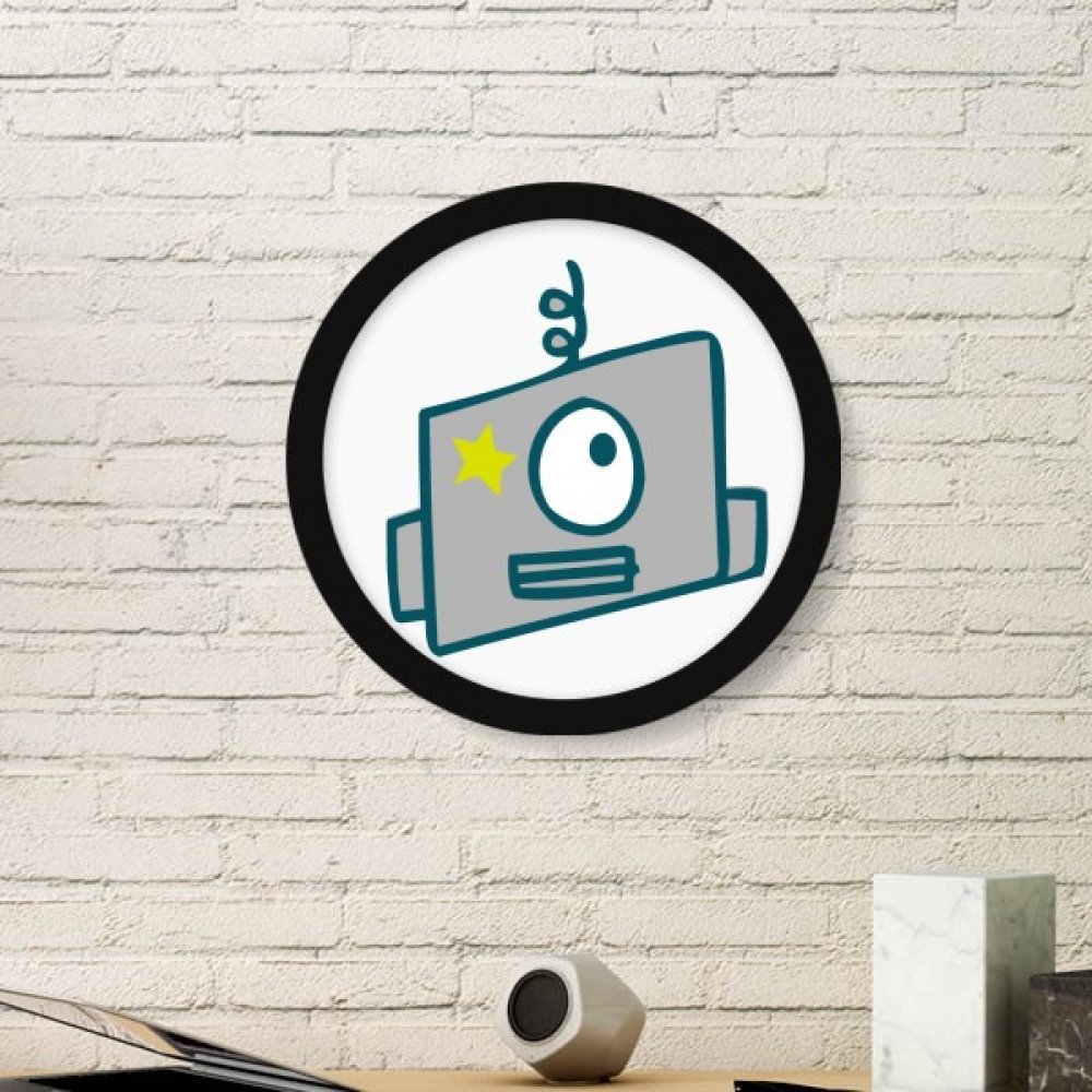 Cadeaux originaux univers et alien robot avec cadre noir rond DIYthinker