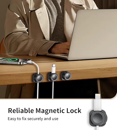 Miniatura 4 de [16 piezas] Organizador de cables, clips magnéticos para cables, organizadores de cables con adhesivo mejorado, organizador de escritorio,