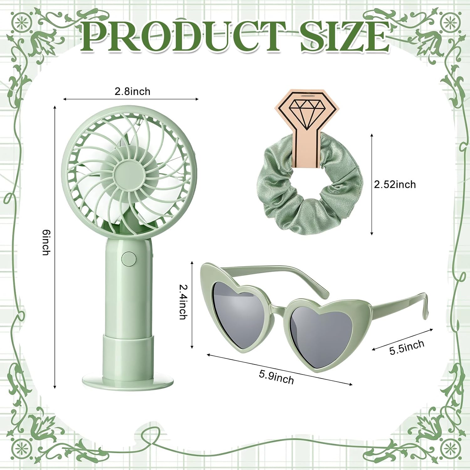 VIHOSE 24 Pcs Bachelorette Party Supplies Heart Sunglasses Fans, Sage Green image 2