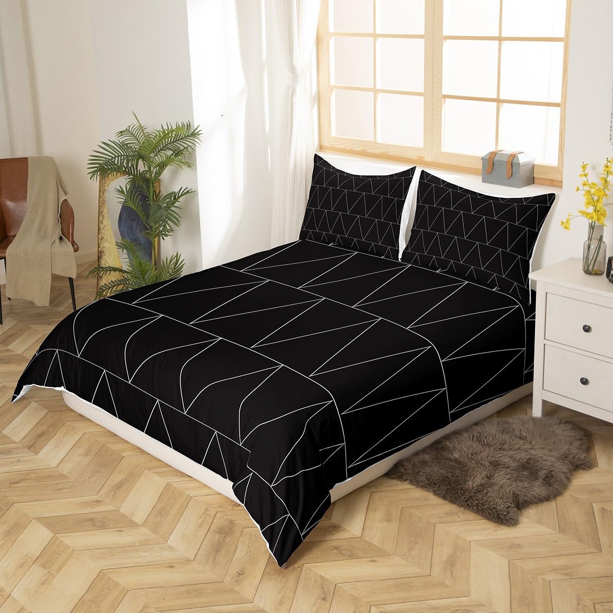 Set Biancheria Letto Singolo Blu E Nero - Motivo Geometrico, Microfibra, Per Bambini E Ragazzi - Foto 10
