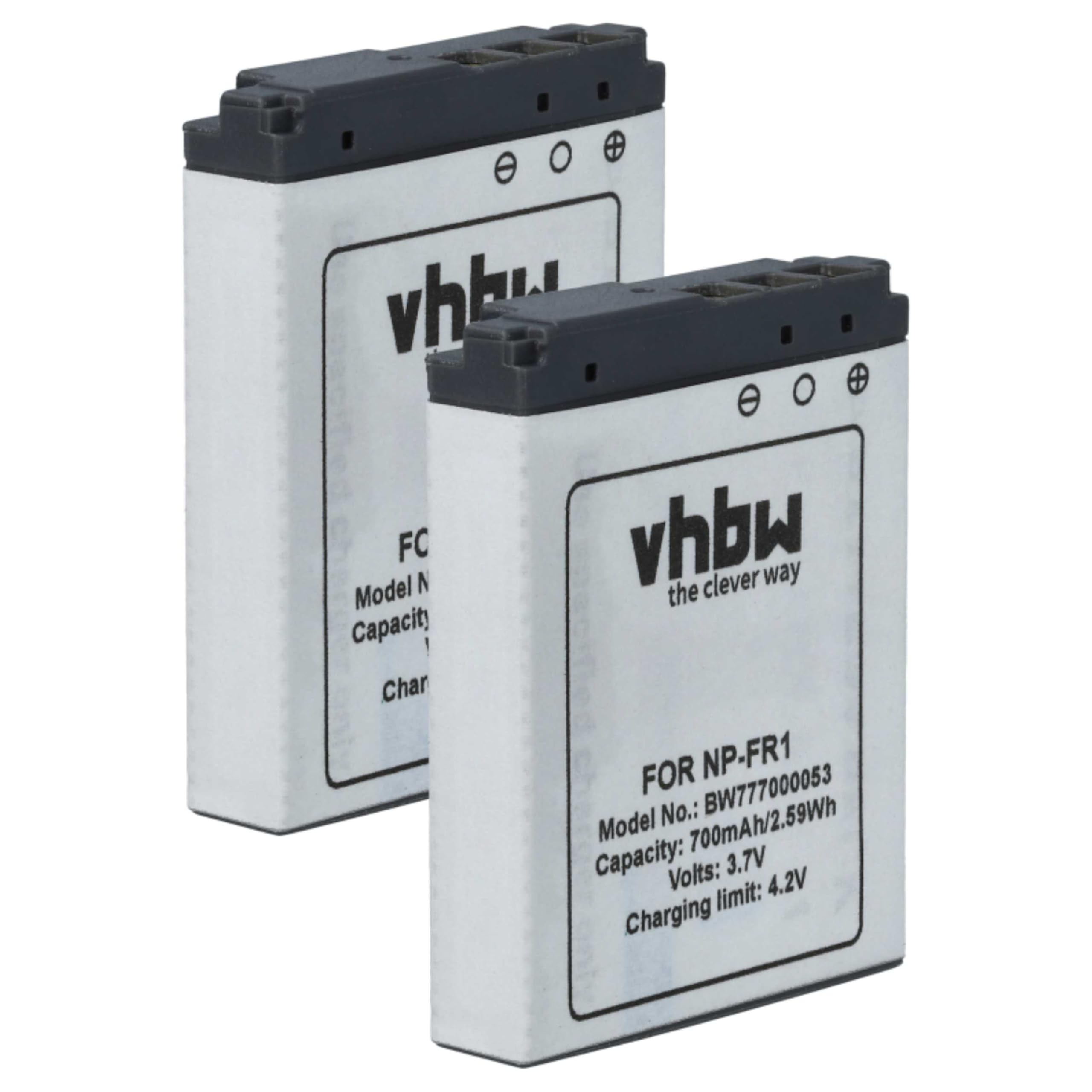 Vhbw 2x Akku Für Sony Cybershot DSC-V3, T50, T30 – 700 MAh, 3,6 V, Li-Ion, Ersatz Für NP-FR1