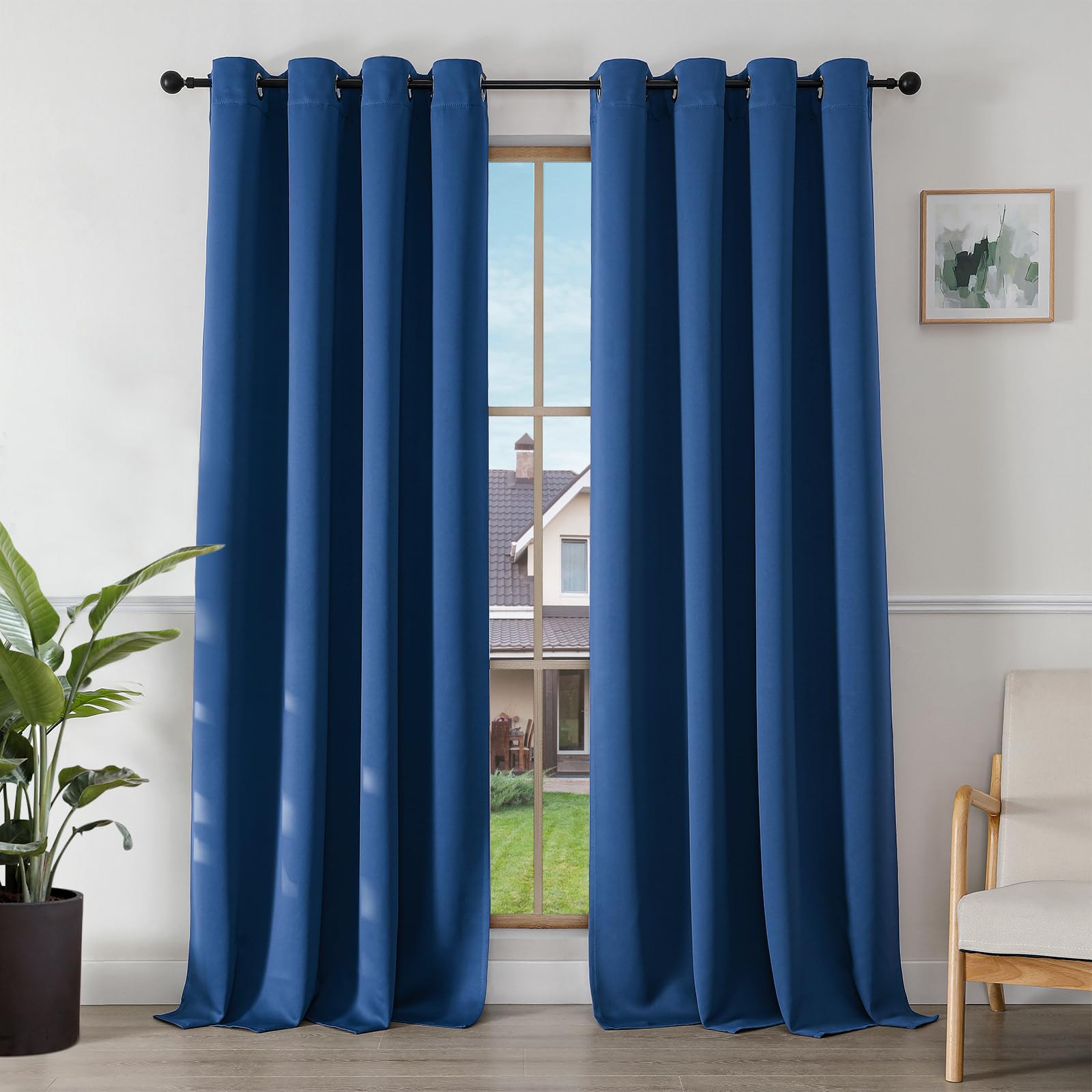 Joydeco Tende Oscuranti per Interni 2 Pezzi, Tende Termiche con Occhielli per Soggiorno Moderne, Cameretta Bambini, Camera da Letto Blackout Curtains(2xL140xA260,Blu Reale)