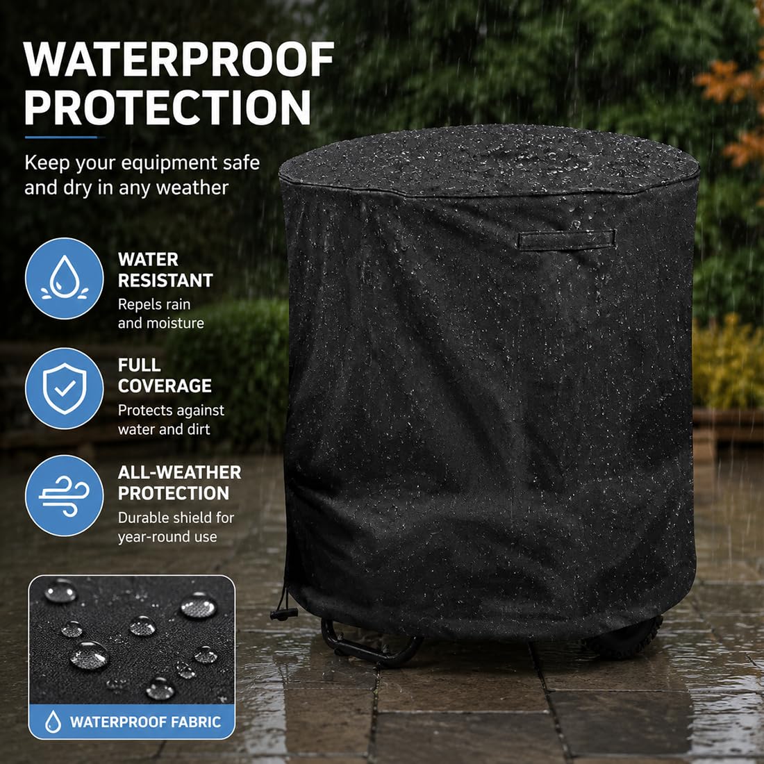 Gartenhäcksler-Abdeckhaube für Bosch AXT Rapid 2200 2004-Present, Wasserabweisende Oxford-Hülle mit Griff für Holzhäcksler, Garage und Geräteschuppen