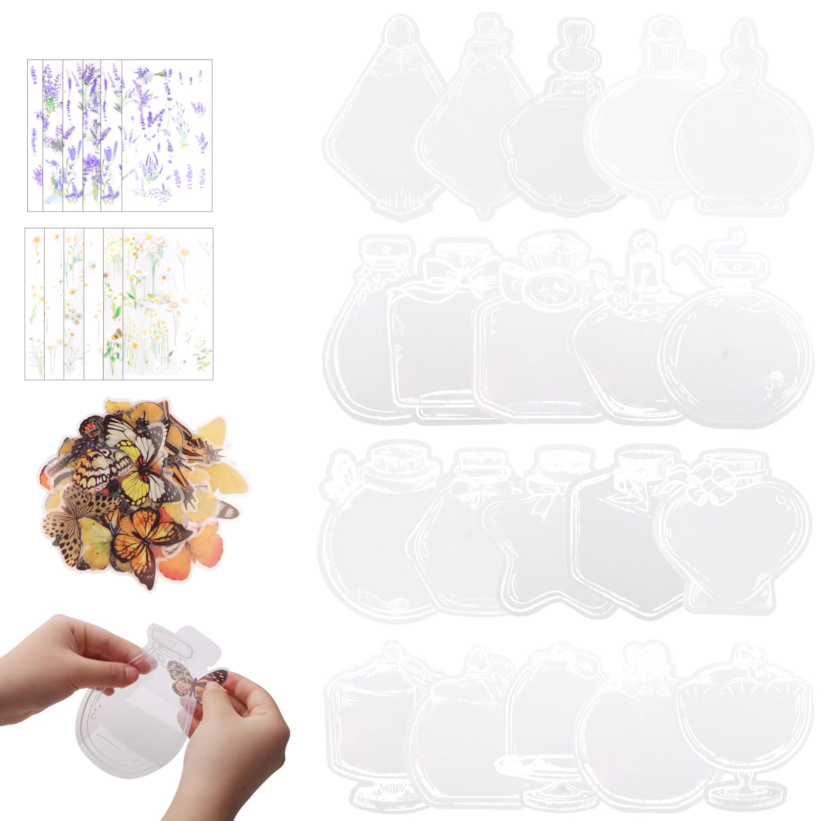 UYUYong 80 Piezas Marcapáginas Flores Prensadas Marcapáginas Hechos a Mano Transparentes DIY Marcapáginas, para Lectura Libros Clases Manualidades Regalos DIY