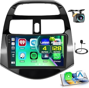[Fuluku]4+128GB 9"Android 15 Car Radio for Chevrolet Chevy Spark 2011-2014 | Carplay Android Auto,Mirror Link,9"Incell Touch Screen Car Radio with GPS, Backup Camera, Bluetooth, FM/RDS, EQ, WiFi, SWC