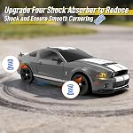 YONCHER RC Drift Car, Remote Control Car for Kids Ford Mustang Shelby GT500 Officially Licensed, 1:24 20KM/H 4WD RC Cars with Lights, Fast Racing Toy Car for Boys, Gray