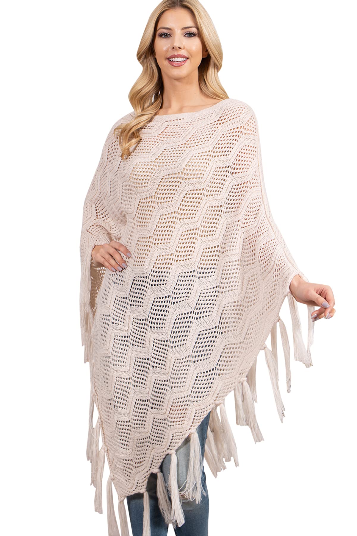 RIAH FASHION Bohemian Sequin Glitter Shawl Wrap Poncho - Kimono Cardigan, Sparkly Metallic Mesh Scarf, Open Knit Crochet