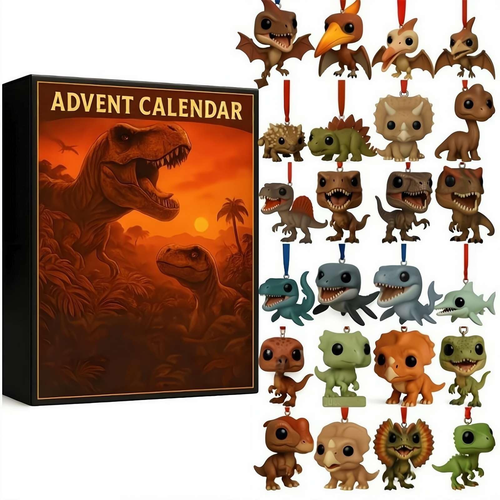 Calendario dell'avvento del parco dei dinosauri, calendario 2025 con dinosauri per il conto alla rovescia di Natale, con 24 figure a sorpresa, per Halloween e vacanze di Natale