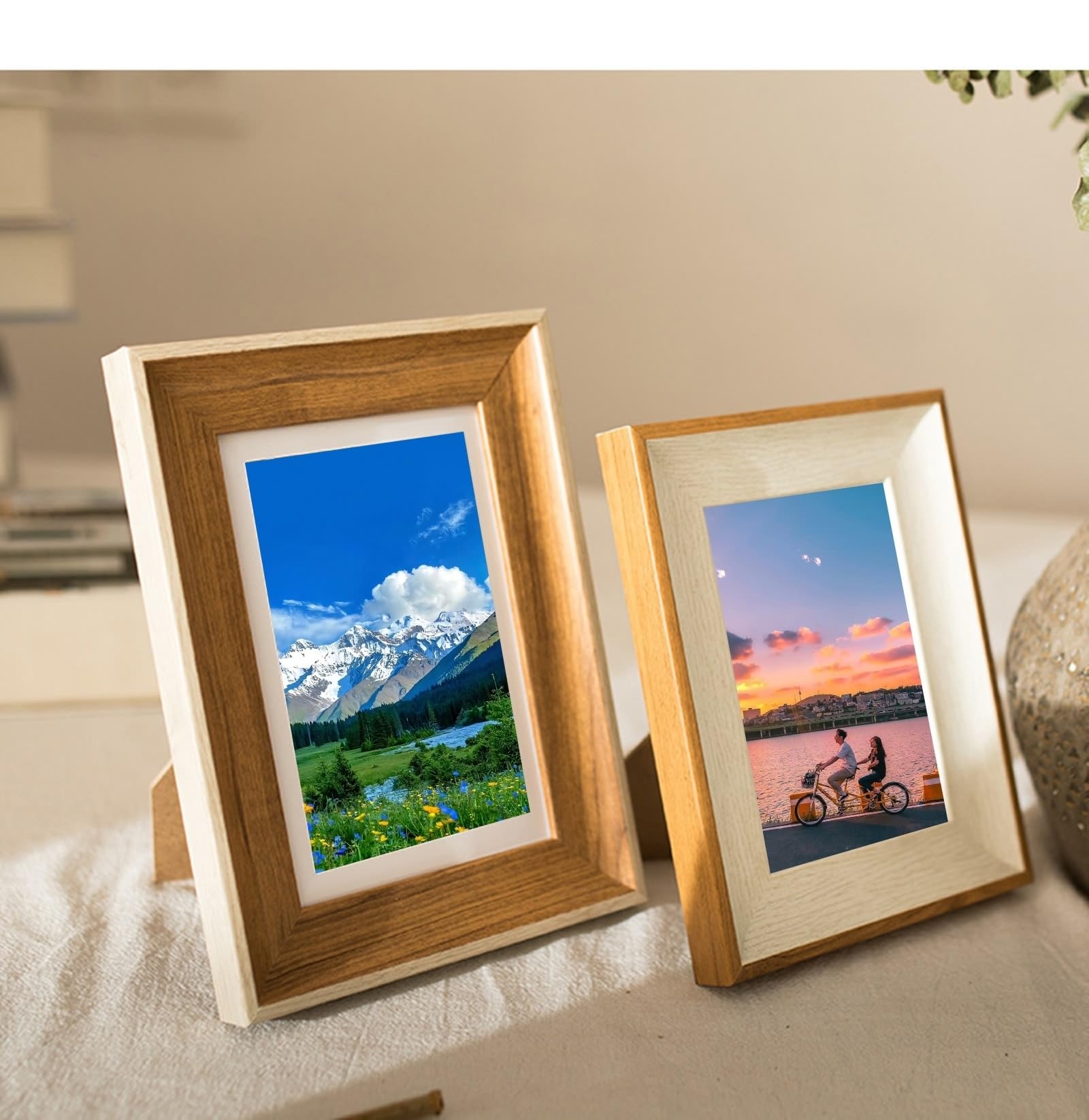 A4 Bilderrahmen MDF & Harz & Glas, Rechteck Walnuss Photo Frames 21.08X29.72cm Tischplatte Picture Frame für Fotos Horizontal & Vertikal Anzeige