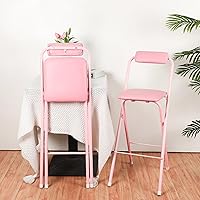 Vista 7 de Barydat 1 Pcs Folding Bar Stool with Backrest, Leather Padded Counter Height Foldable Stool, Portable Folding Stool Tall Bar Stools for Outdoor