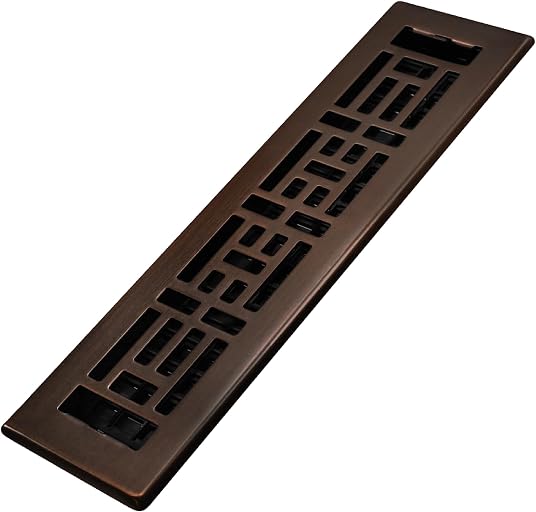 Decor Grates AJH212-RB Oriental Floor Register, 2x12 Inches, Rubbed Bronze Finish