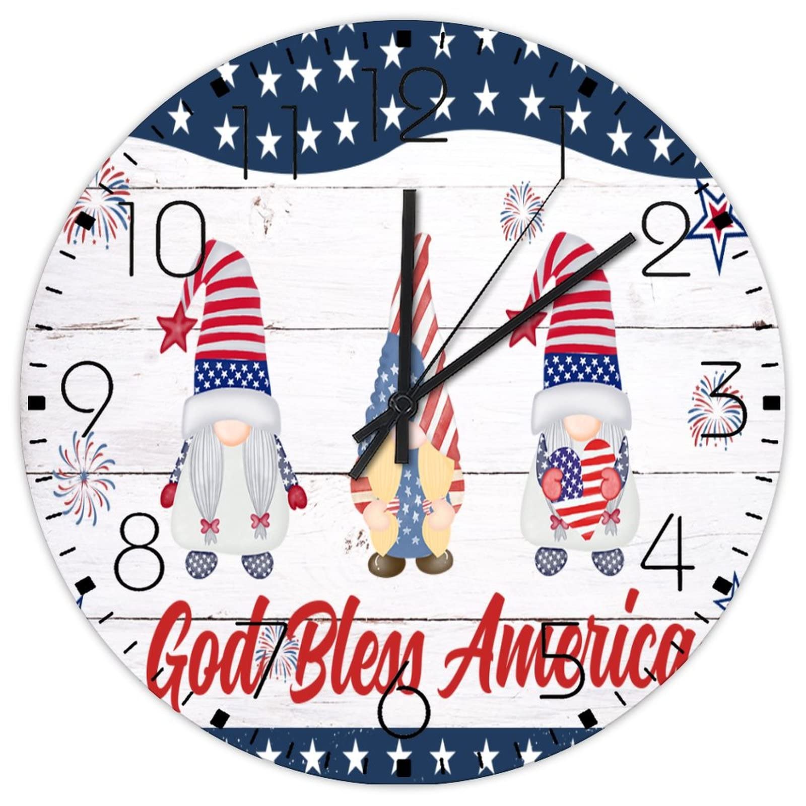 Horloge murale en bois Gnomes USA 30,5 cm silencieuse rétro à piles