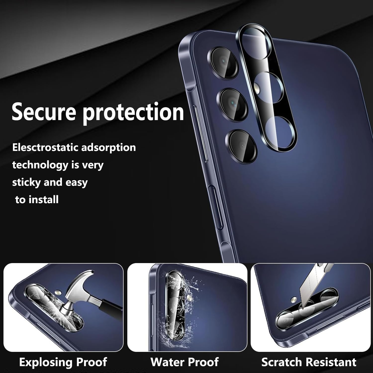 Condition photo showing New/Like New for privacy screen protector for samsung galaxy a15 5g/4g, [2+2 pack] for a15 privacy screen protector & camera lens protector, full coverage/case friendly/tempered glass/easy installation samsung galaxy a15 privacy