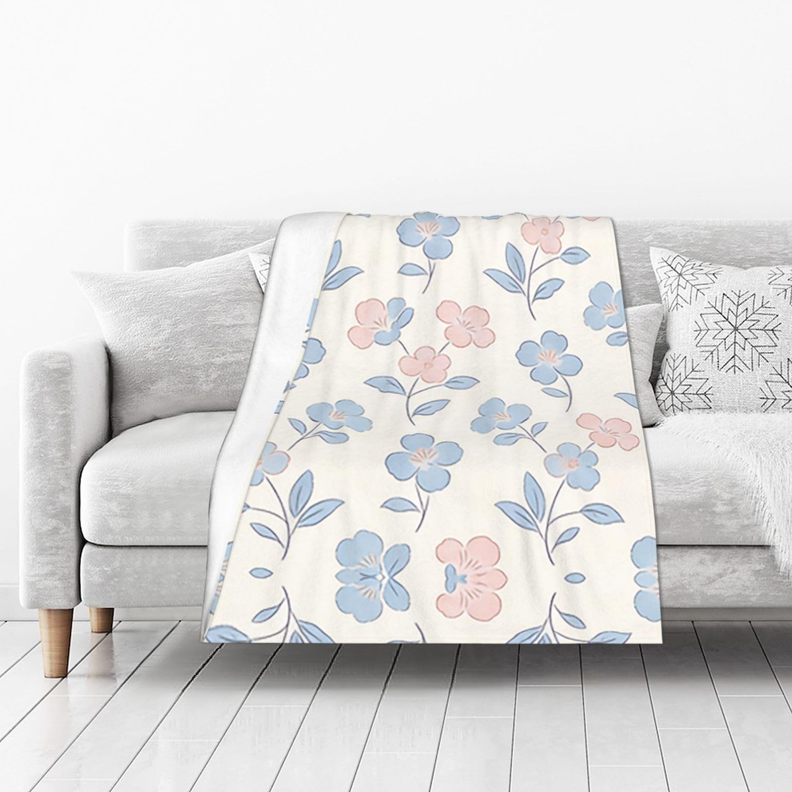 DUYIOKH Pastel Vines Print Thick Throw Blanket, Blanket for Couch Bed Warm Travel Blanket for Camping Movie Night