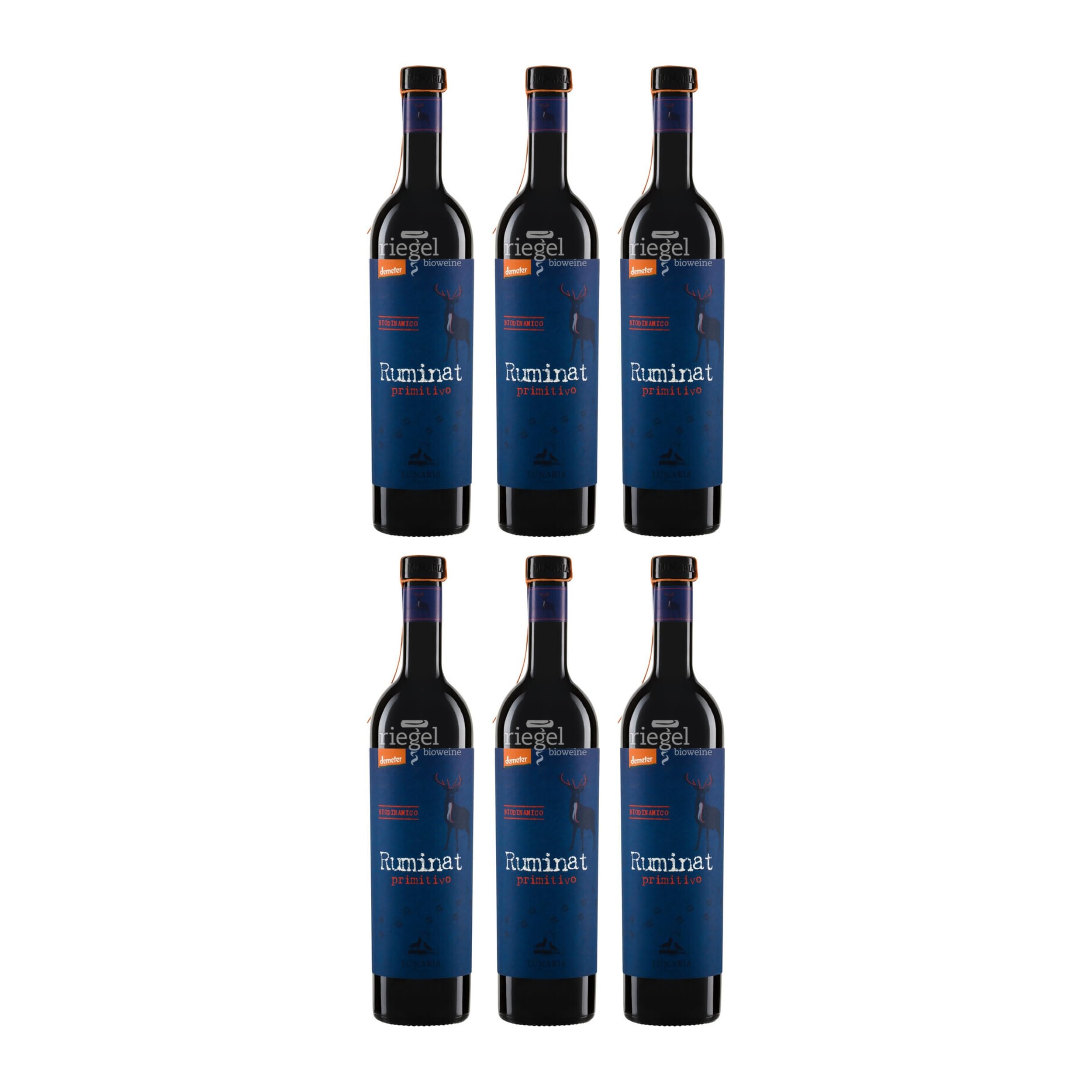 Cantina Orsogna RUMINAT Primitivo Terre d´Abruzzo IGP Lunaria Rotwein Rot halbtrocken BIO Italien inkl. FeinWert E-Book (6 x 0.75 l)