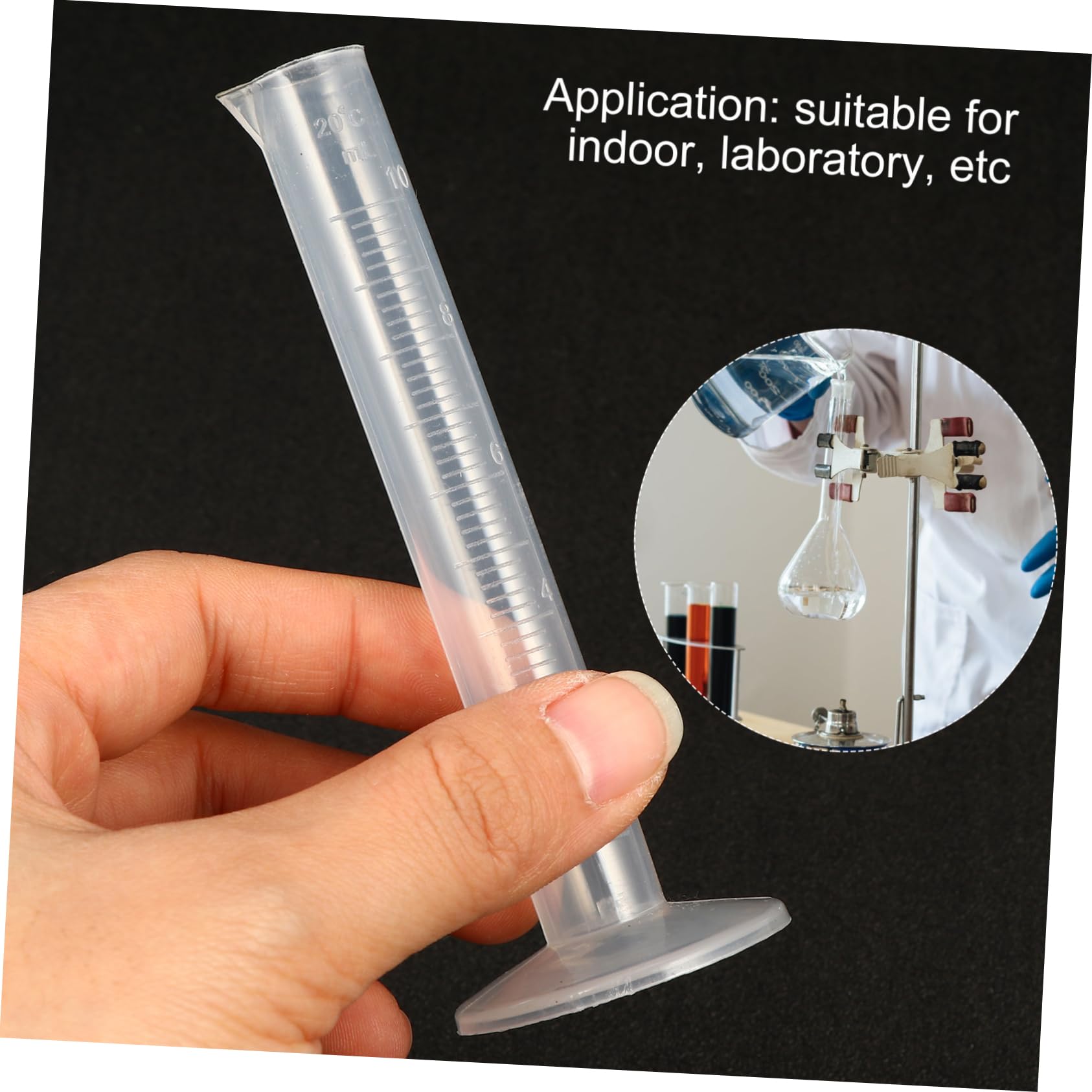 SOLUSTRE Probeta Plástico Graduada 10ml 50ml 100ml 250ml Cilindro Medidor Transparente Set 4 Piezas