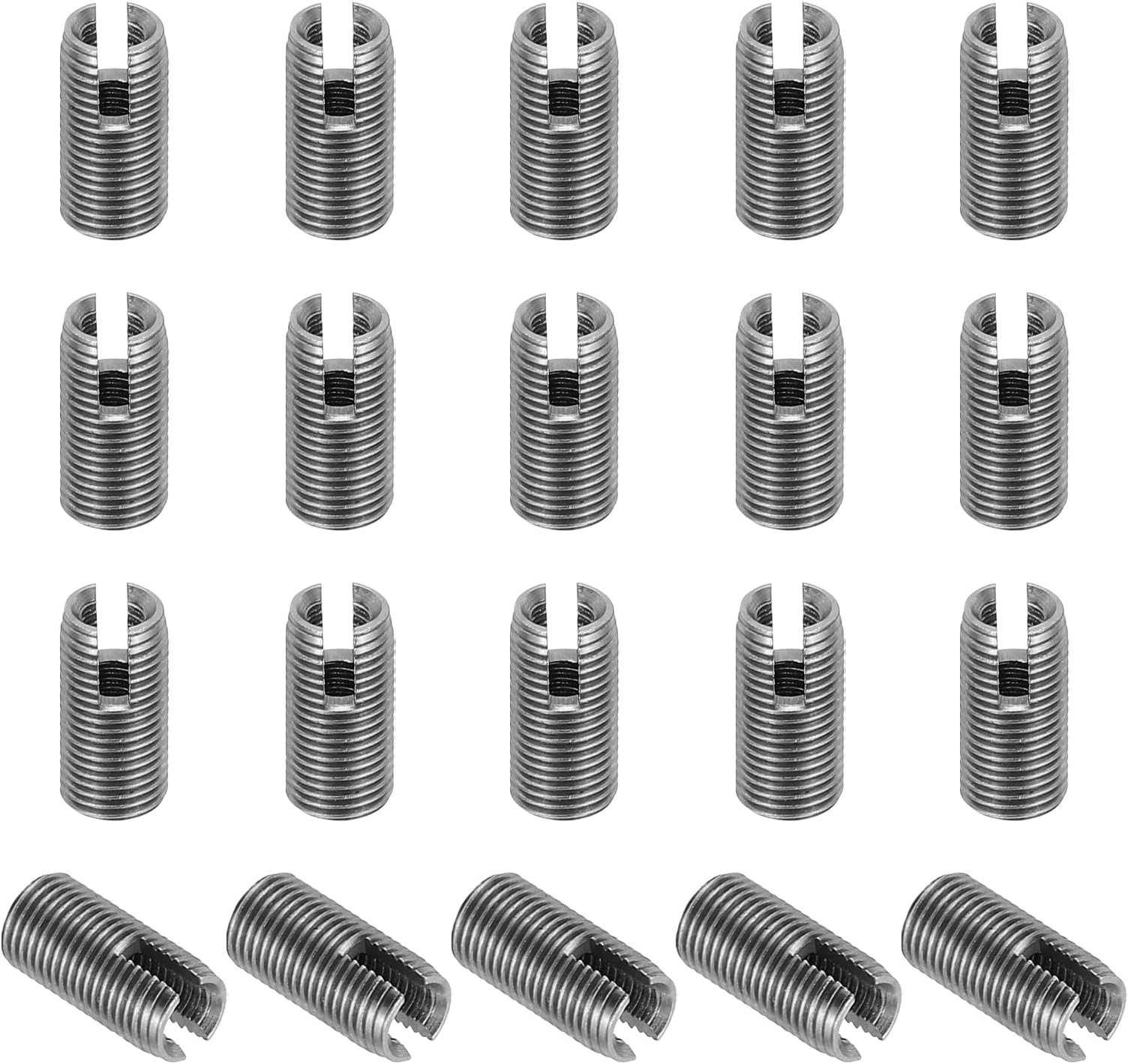 Self-Tapping Threaded Inserts, 20 Pcs M3 x M5 x 10mm 303 Stainless Steel Thread Adapter Reducer Slotted Screw Repair Inserts Nuts Sleeve