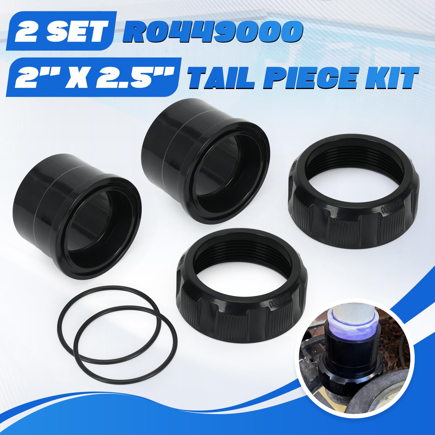 PTNHZ Juego de 2 piezas R0327301 Union Kit de cordales, juntas tóricas y tuercas de unión de 2 x 2 pulgadas utilizadas (R0449000)