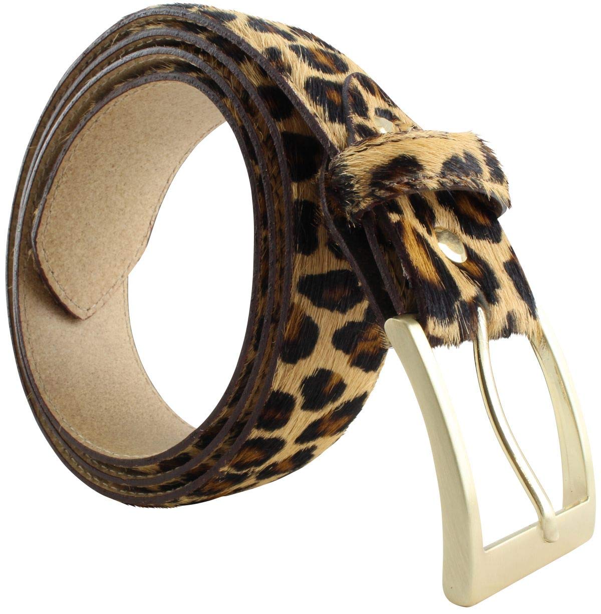 BELTINGER Hochwertiger Fell-Ledergürtel 4 cm | Kuh-Ledergürtel für Damen Herren 40mm | Fell-Gürtel mit massiver Dornschließe