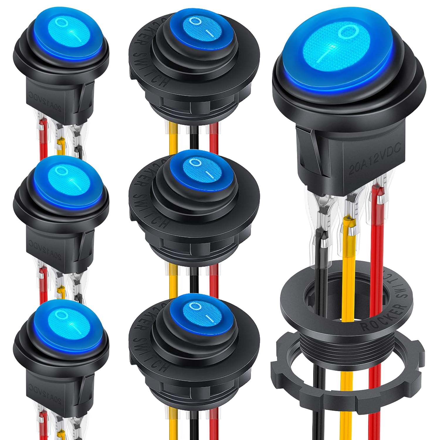 Switch Led Waterproof Rocker Switches 10-Pack Waterproof LED Rocker Switches - Red ...