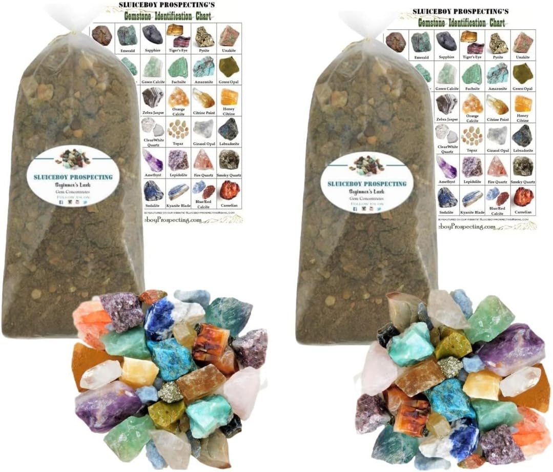 Sluiceboy Prospecting - 5 Pound Gemstone Paydirt | 2 Pack Special | Gem Mining Rough Stone Mix | Guaranteed Gems | Rock Dig Gem Dig