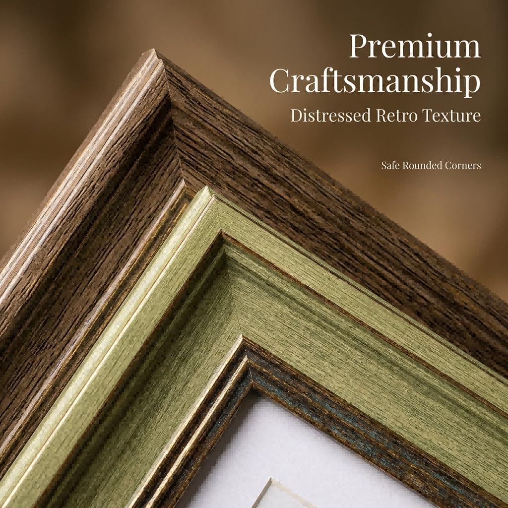 POZEAN 8x10 Picture Frames Set of 6 with Mat for 5x7 Photos, 8 x 10 Frames for Pictures – Vintage Multi Color Photo Frames with Gold Trim, Shatterproof HD Plastic Cover for Wall & Tabletop Display Home Decor