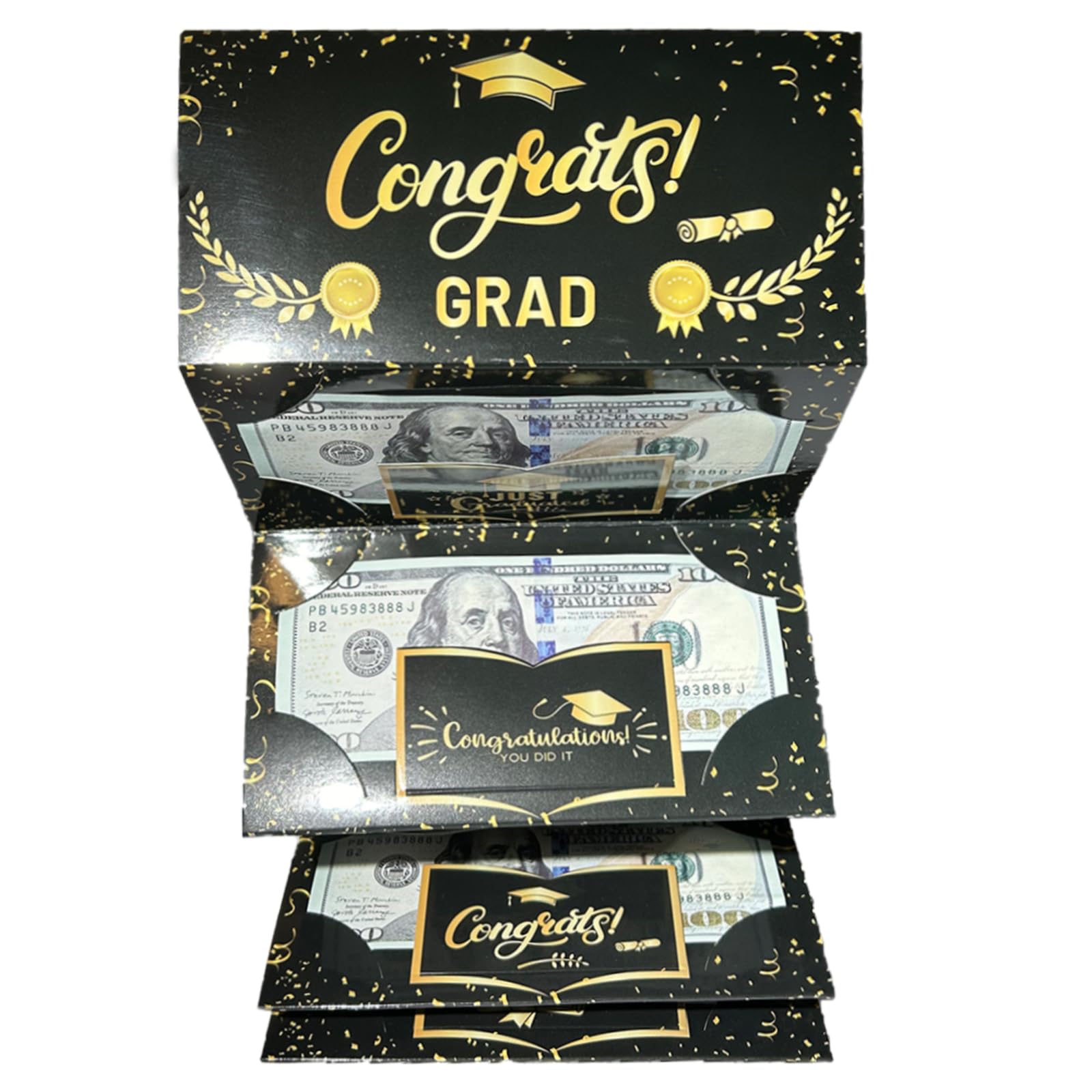 Yiduoguoshu Black&Gold Graduation Money Holder 2026, Graduation Gift Cash Envelopes 2026, Graduation Envelopes for College High School Graduation
