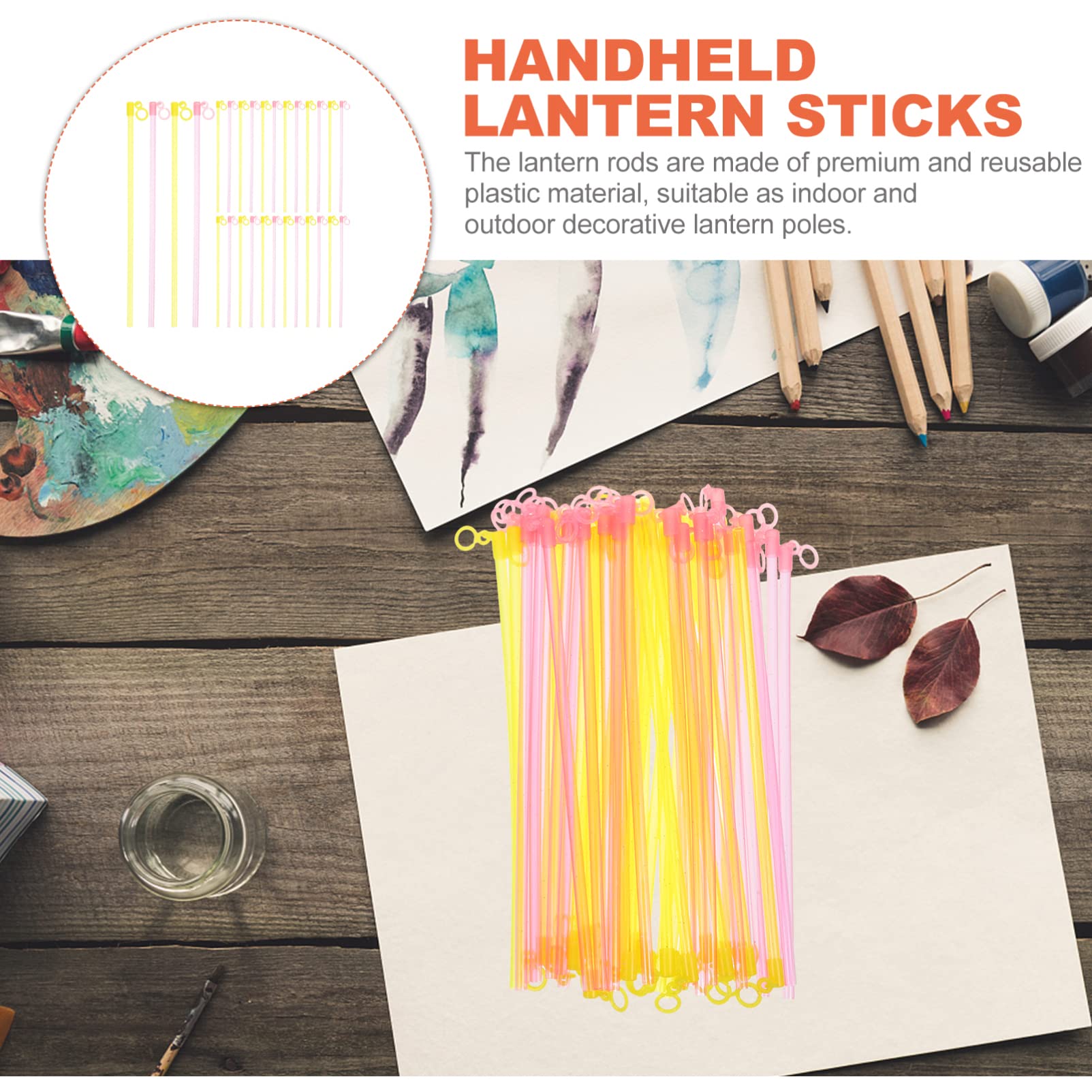 50pcs Handheld Lantern Sticks Reusable Lantern Poles for Diy Lanterns for Boy Girl Parties and Festivals Indoor and Outdoor Decorations Includes Lanyard for Easy Hanging