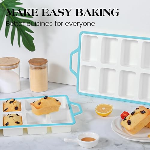 Miniatura 35 de Vinino Paquete de 2 moldes de pan de silicona con marco reforzado de metal, 9.5 x 5 pulgadas, silicona antiadherente de 1 libra, sartén para Rojo