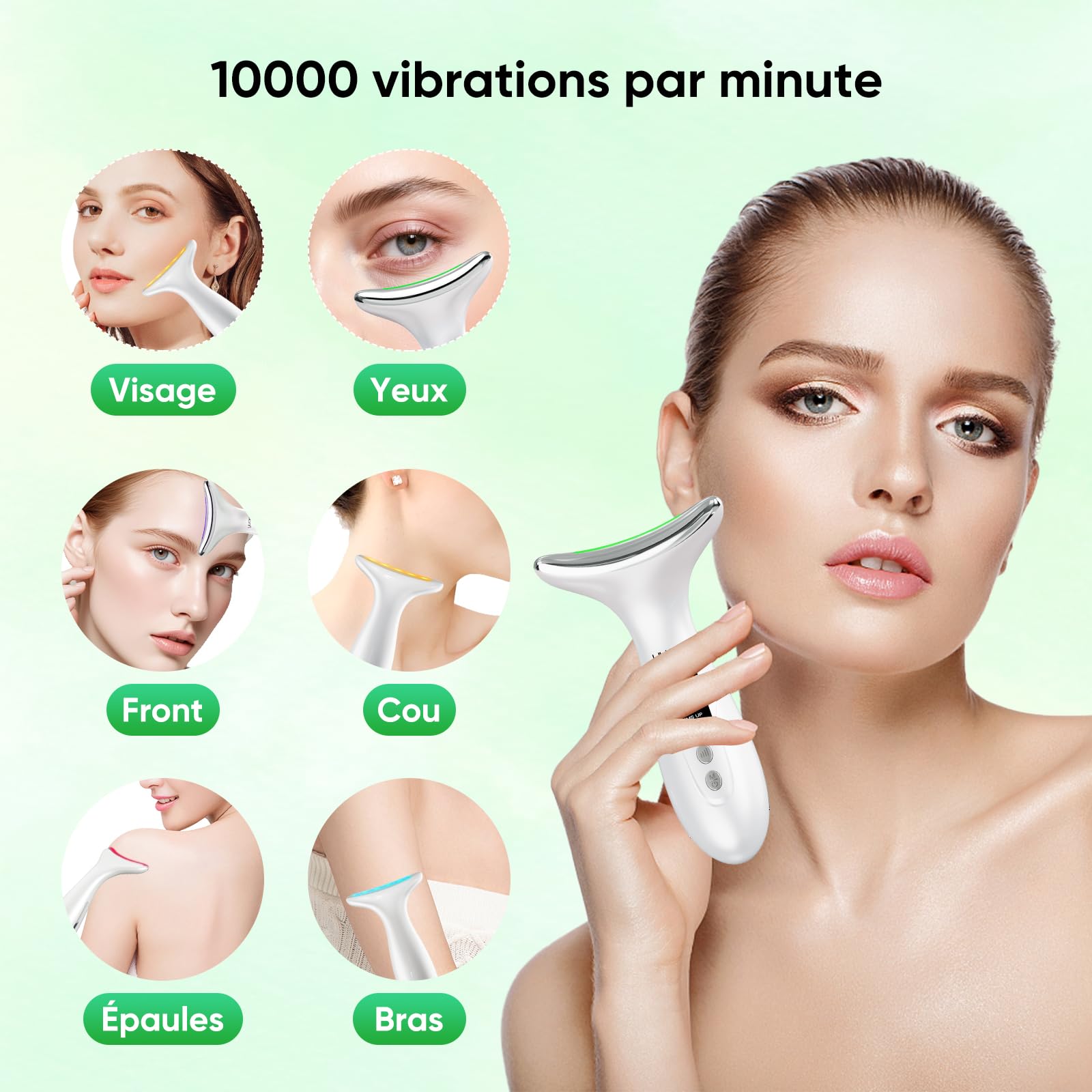 Massage Visage Appareil Anti Rides: Masseur Lifting Double Menton Facial 6 Mode Beauté Electrique Machine Luminothérapie Led 7 Couleurs - EMS 45℃ Anti-Age Massage Pour Raffermissement du Visage et Cou
