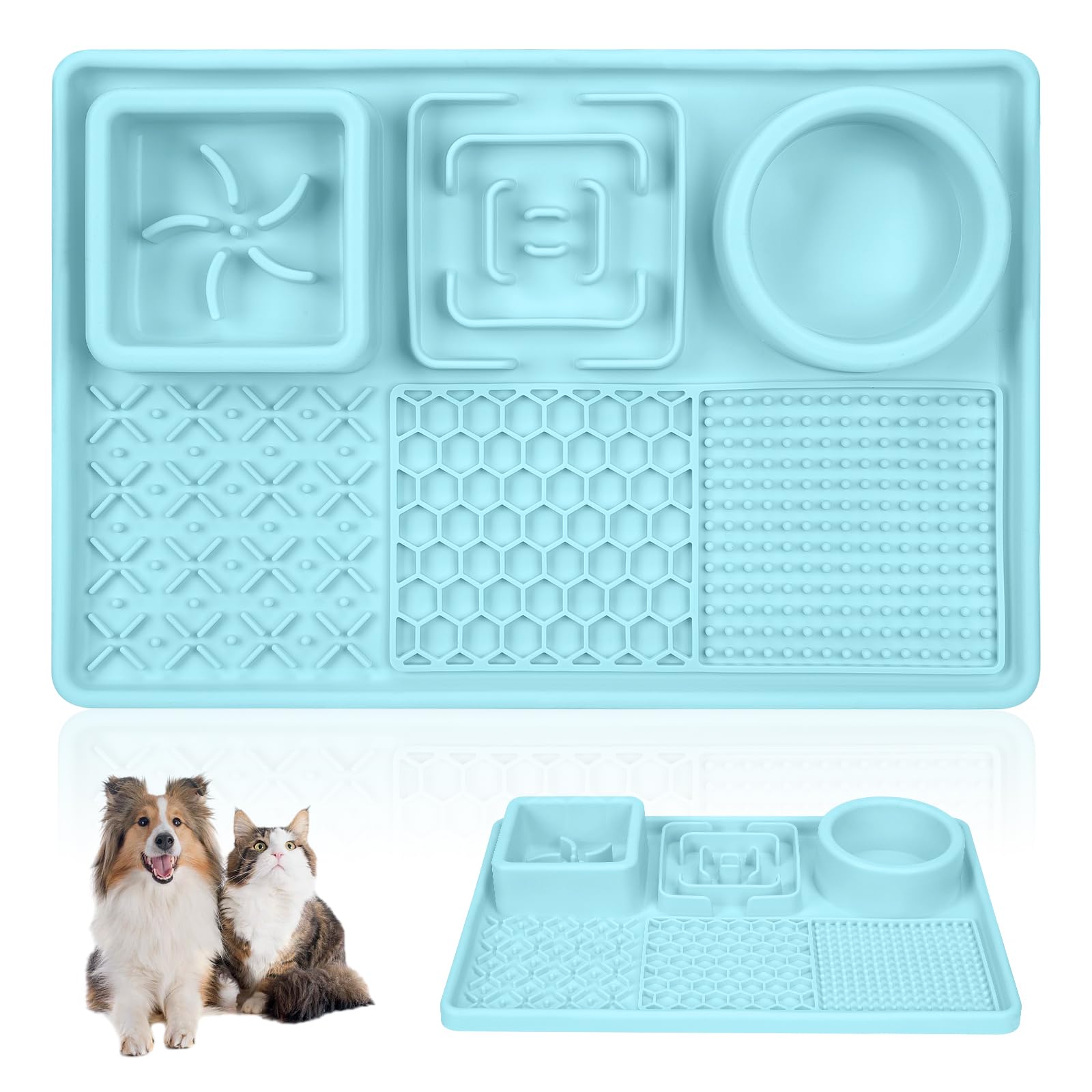 Slow Feeder Bowl Anti-slip Licking Mat for Medium Dogs and Puppies Slow Feeding Lick Mat for Dogs and Cats Training Anxiety Boredom Relief (Green)