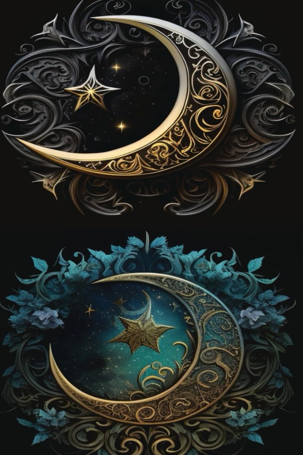 CRESENT MOON COVER NOTEBOOKS AND JOURNALS FOR WRITING | BACK TO SCHOOL AND OFFICE SUPPLES| Wide Ruled Paper, 6in x 9in (15.24 x 22.86 cm)", 222 Sheets per Comp Book