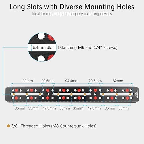 Miniatura 3 de Placa de montaje de cola de milano de metal de barra de riel de 138 pulgadas con tornillo de cámara M6 de 14 de 38 pulgadas para montar en cola de