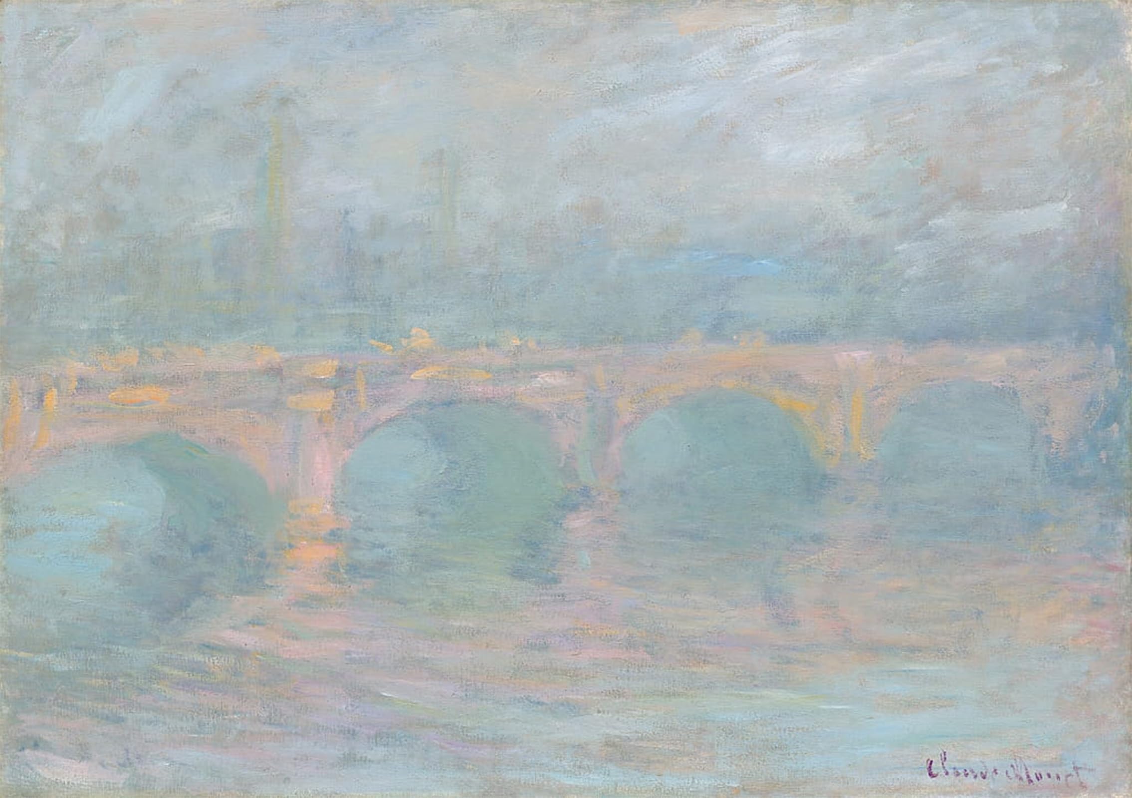 SERENDIPITP Vintage Wall Art Canvas Nordic Poster Canvas Print Picture Waterloo Bridge London At Sunset by Claude Monet Wall Art Poster for Home Decor 60x90cm