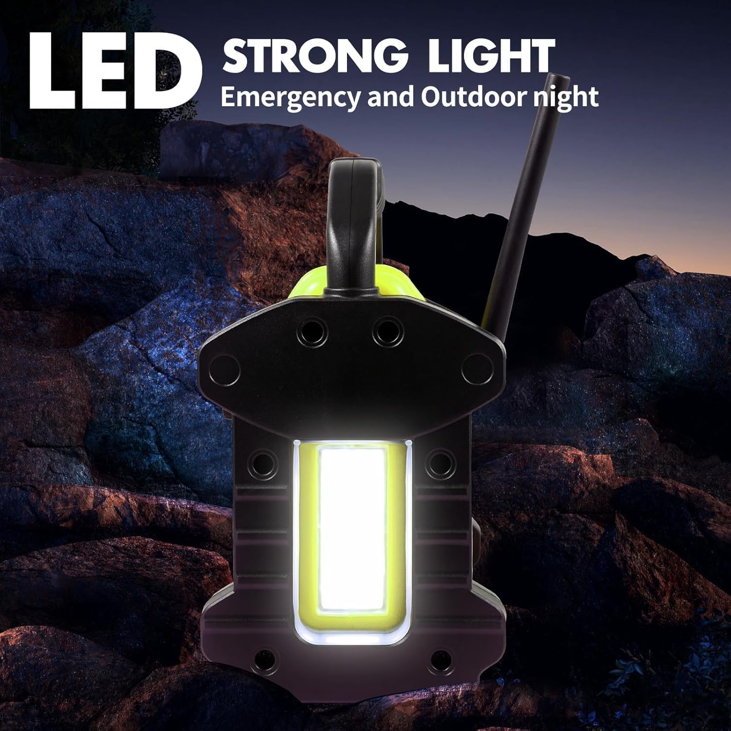 Outdoor Radio Waterproof Jobsite Bluetooth Speaker, 30W IPX 66 FM Clock Radio Portable with LED Lights, Anticollision FM Radios for Constrution Site/Outdoor/Fishing/Party/Camping